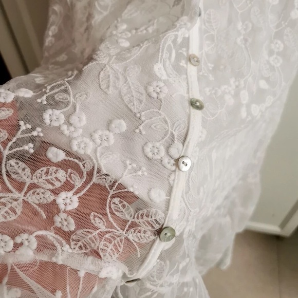 Bella Stitch Ivy And Lace Boho Button Front Maxi Dress In Allover Lace, Lined - Picture 8 of 9